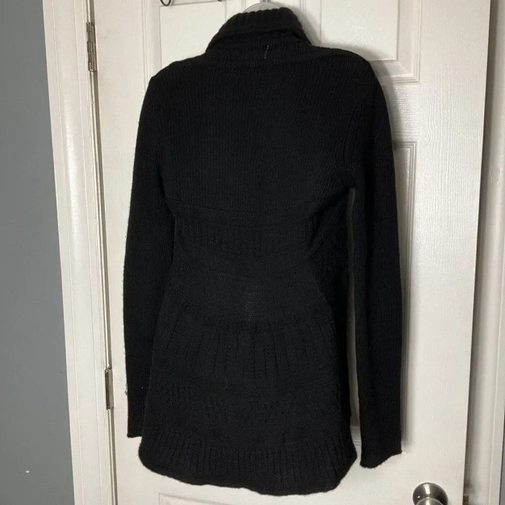 Autumn Cashmere Cable Knit Shawl Collar Sweater Black XS Waterfall Front Classic - Image 5