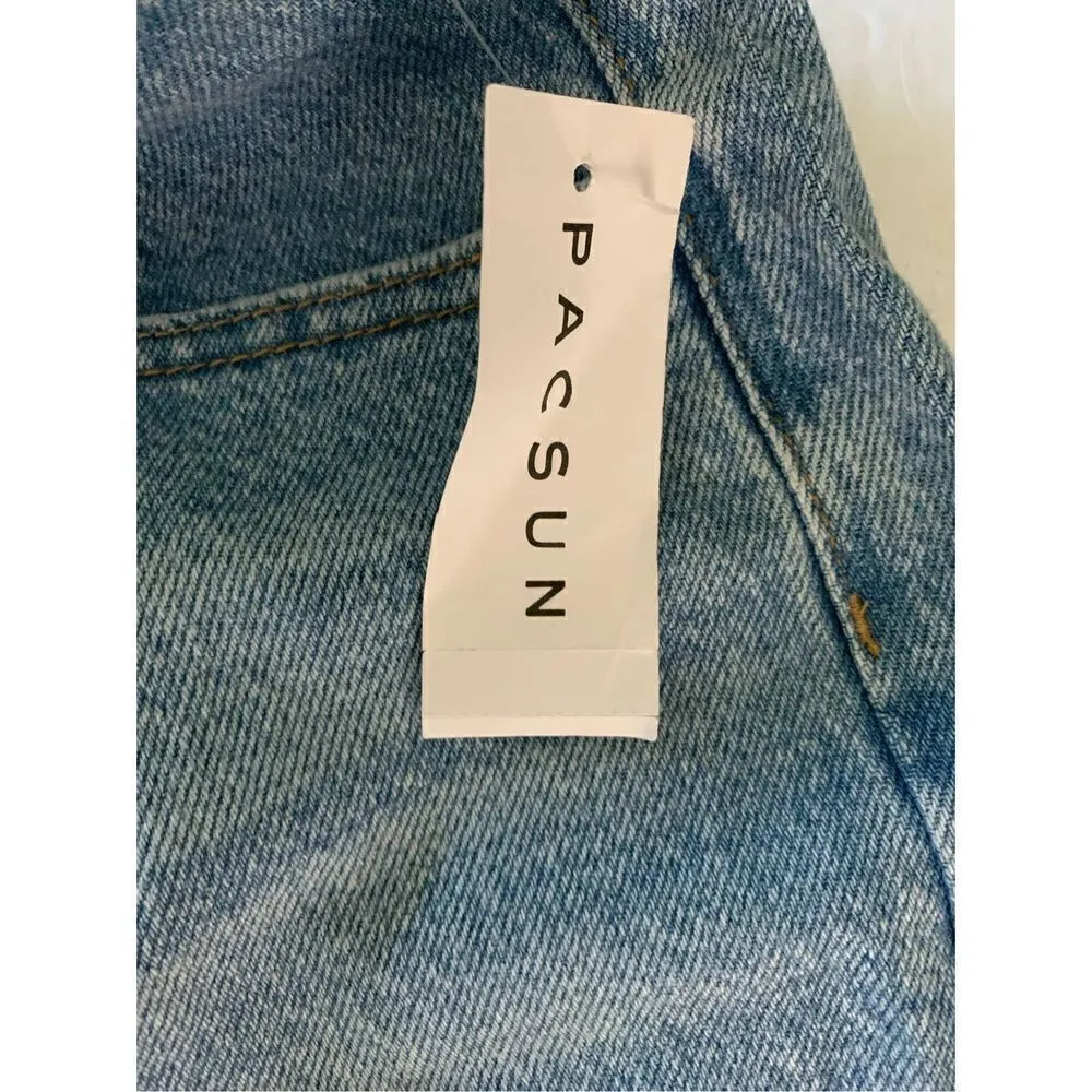 Pacsun High Rise Festival Bright Eyes denim jean shorts women's size 30 NWT - Image 5