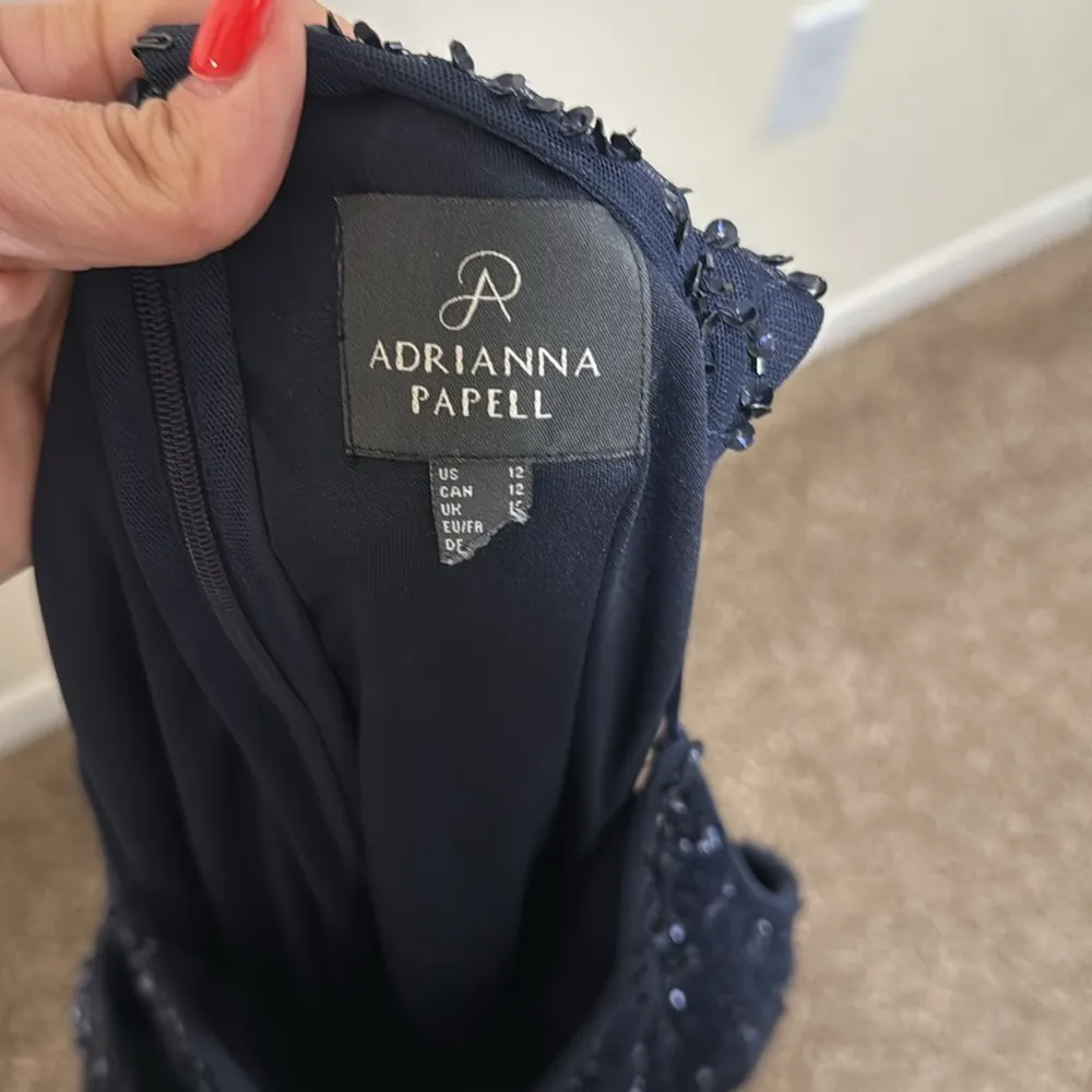 Adrianna Papell Women's Sleeveless dark blue Beaded Cocktail Dress woman size 12 - Image 7