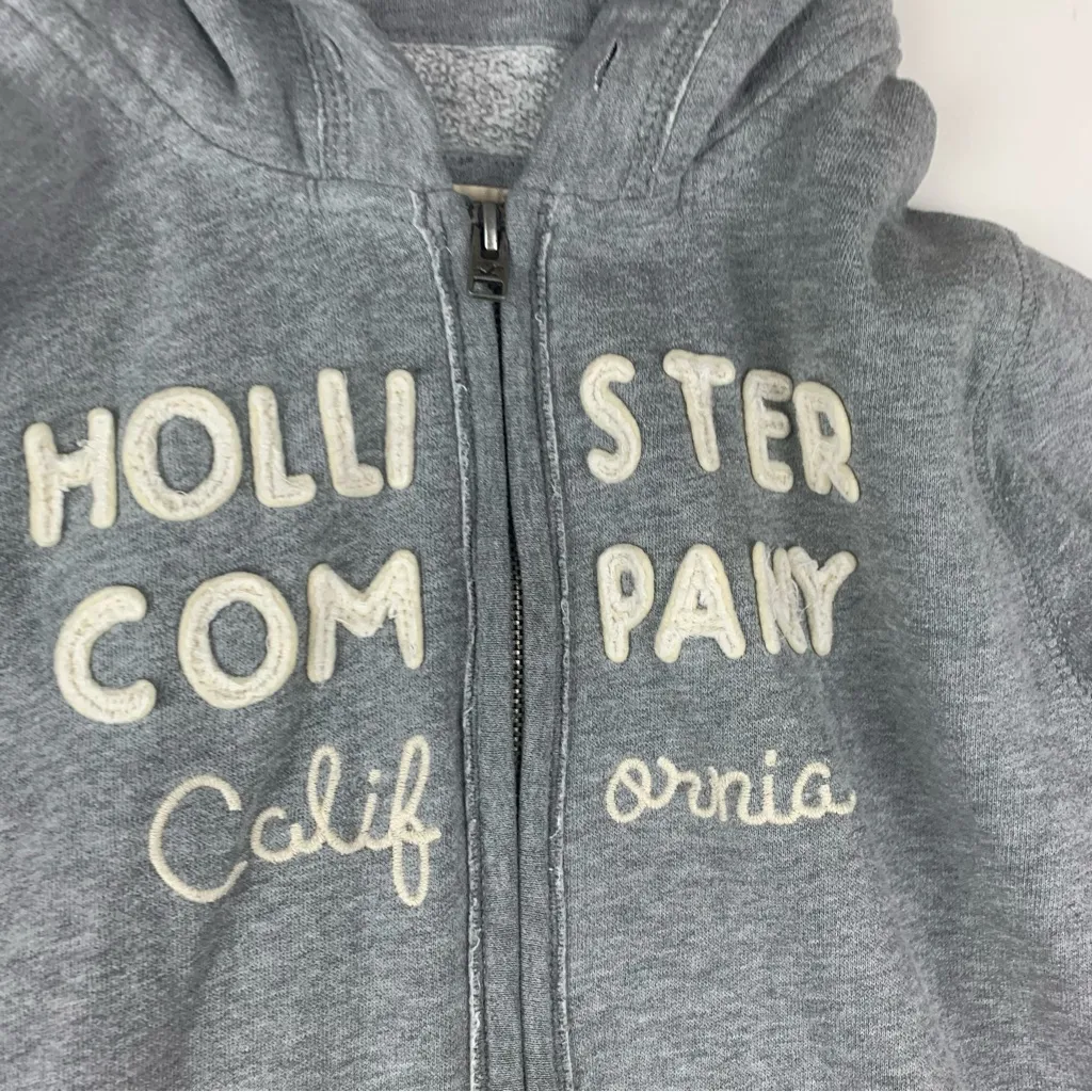 Hollister size medium gray y2k Charcoal Full-Zip Hoodie no string - Image 9