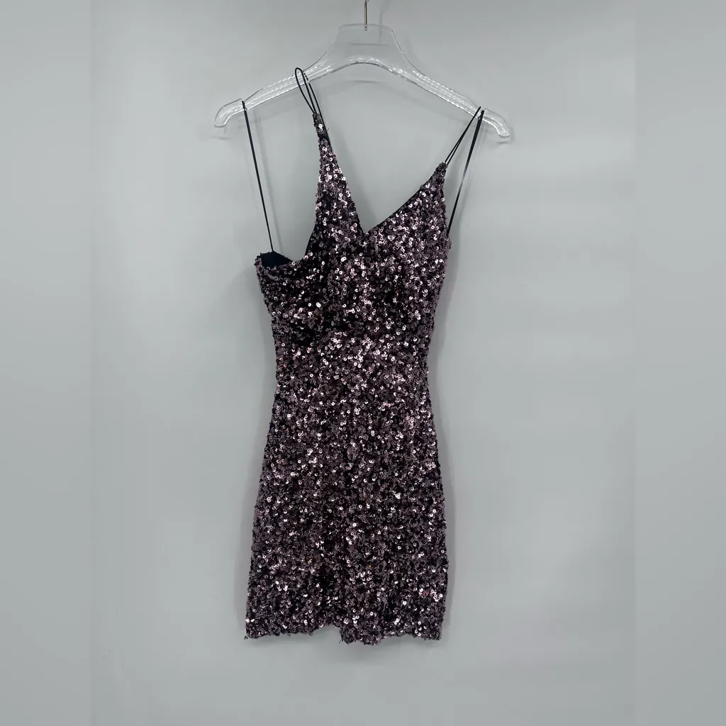 Astr The Label Rose Sequin Stretch Cutout‎ Bodycon Sheath Dress XS NWT - Image 5