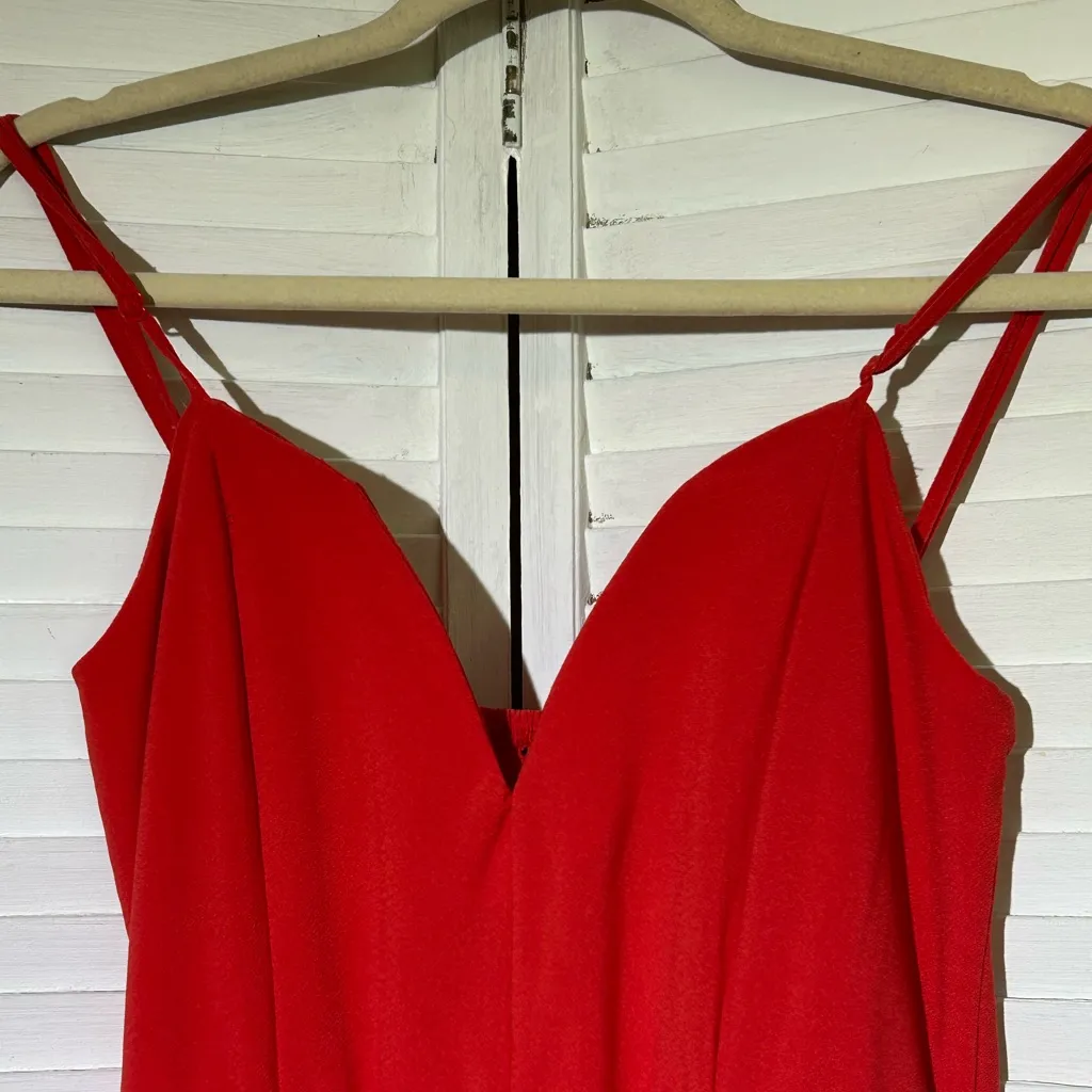 Daytrip BKE  Solid V-Wire Strappy Jumpsuit Bittersweet Red Size Small - Image 6