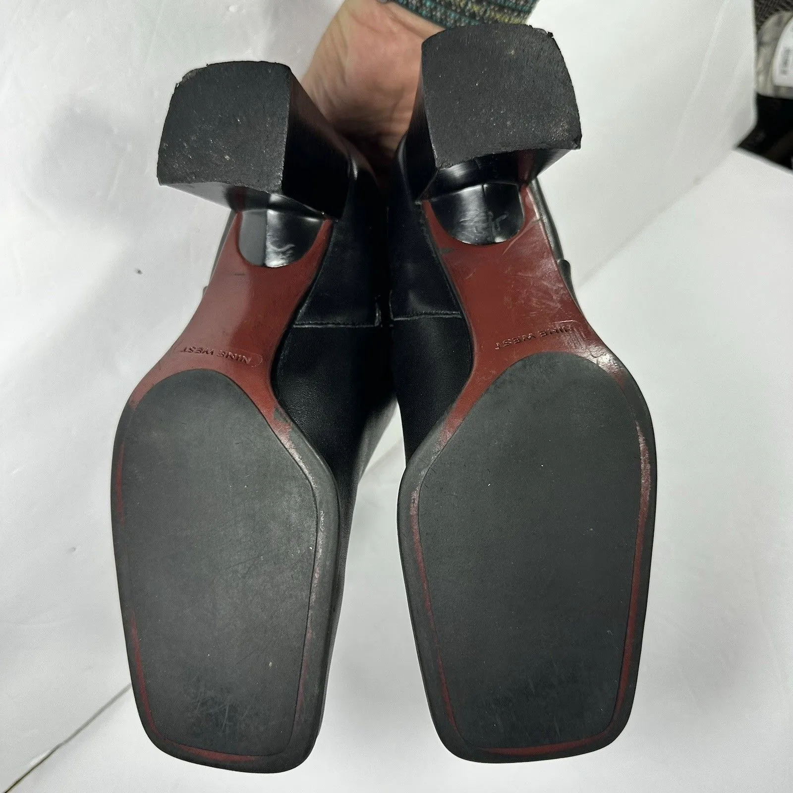 Vintage Nine West Black Leather Ankle Boots Square Toe Block Heel 90s Y2K Sz 8? - Image 4