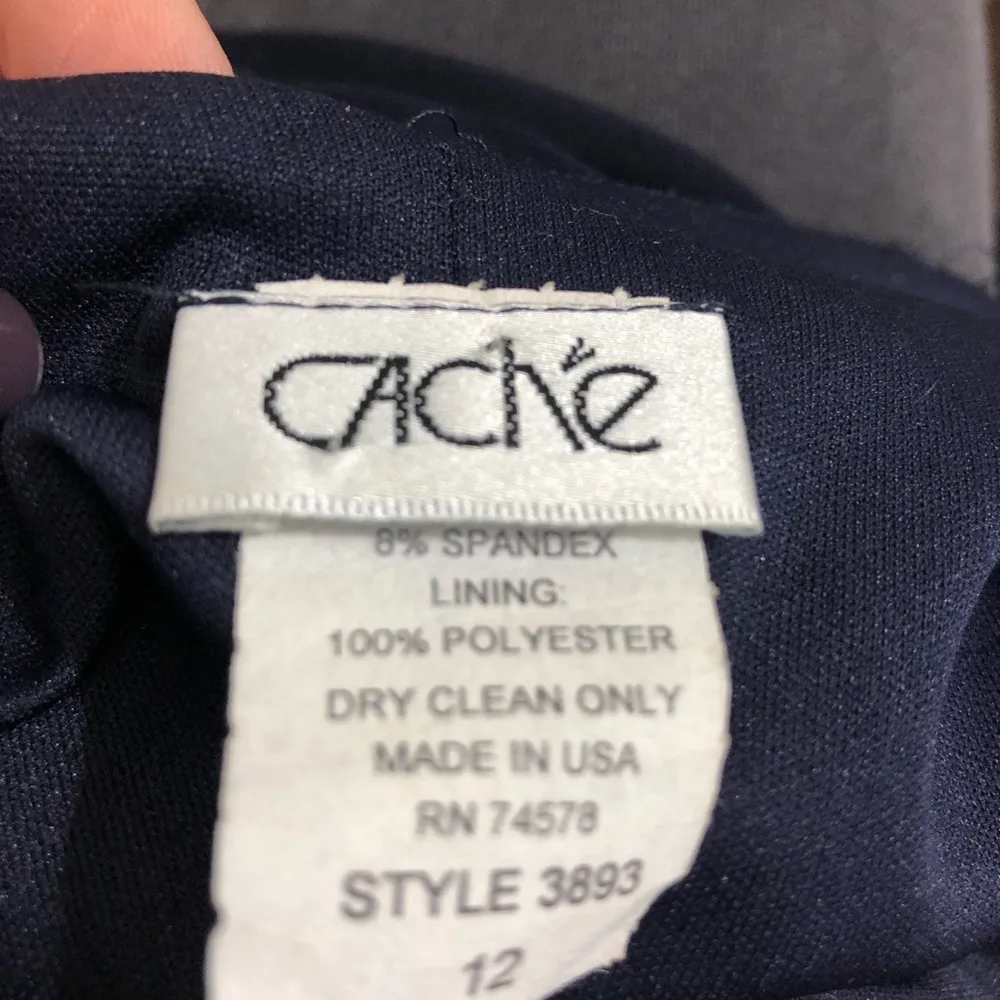 Cache Midnight Blue Beaded Halter Handkerchief Hem Dress 12 EUC - Image 5