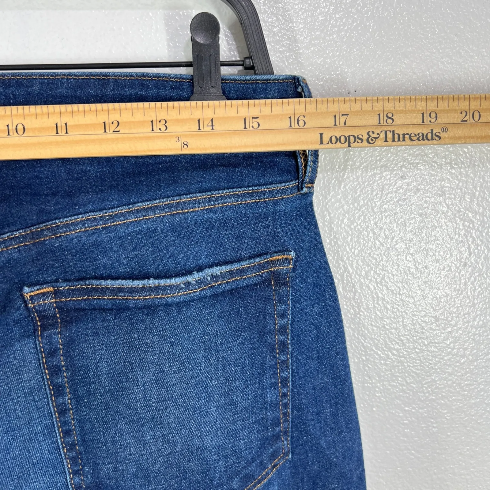 LOFT High Rise Mom Jeans Frayed Hem Dark‎ Wash Denim Comfort Stretch Size10 - Image 7