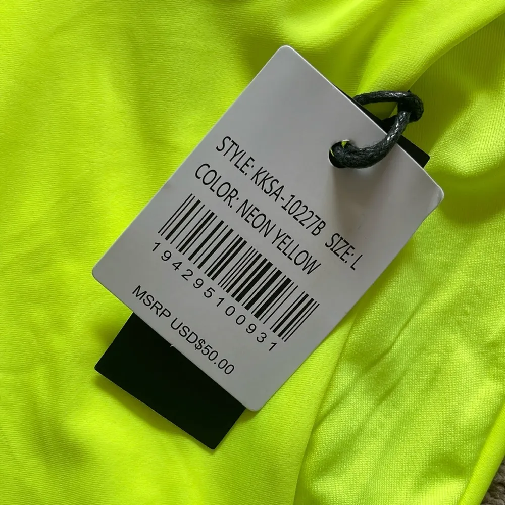 Kendall & Kylie Bright Neon Yellow & Black Strappy Cheeky Two-Piece Bikini Set - Image 8