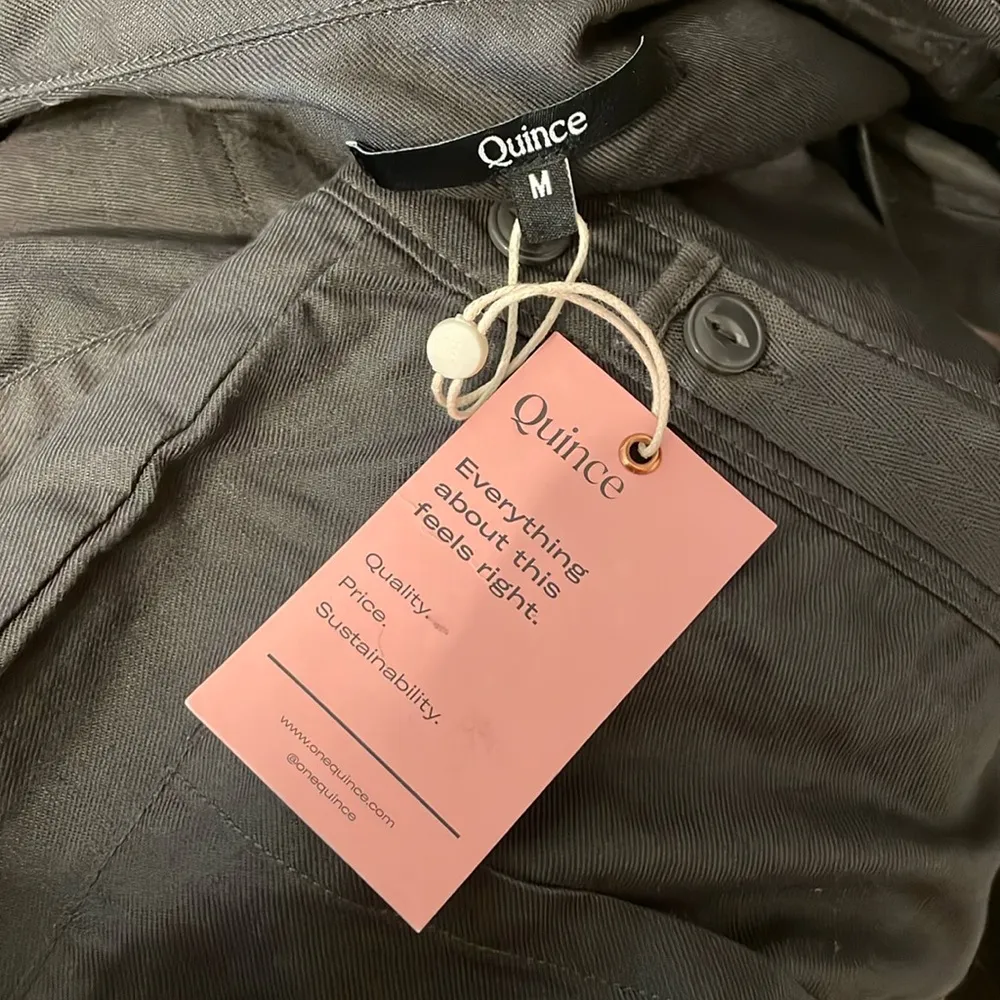 NWT Quince Cotton Linen Twill Coverall Women's Gray Jumpsuit Size Medium - Image 7