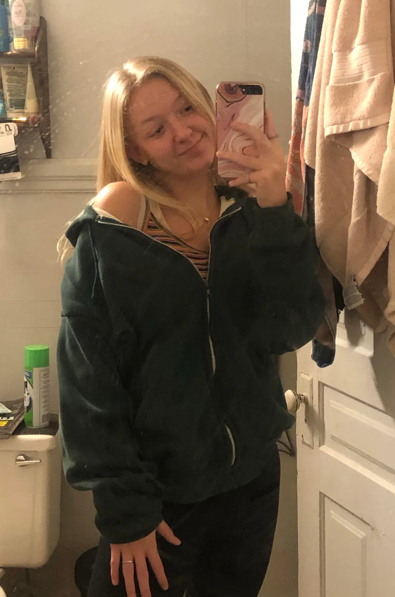Dark Green Oversized Zip up - Image 2