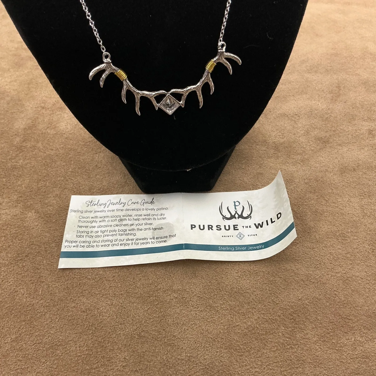 Pursue The Wild Kristy Titus Sterling Silver‎ Antler Necklace Swarovski Zirconia - Image 10