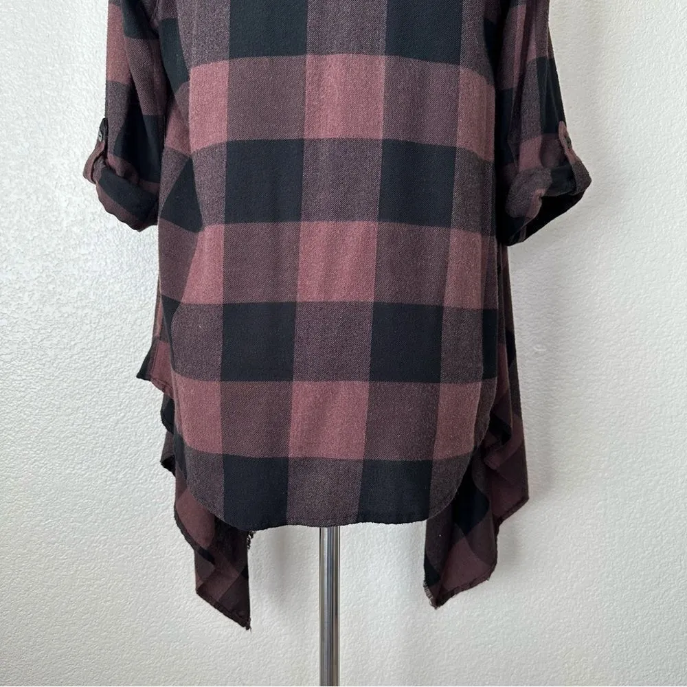 Knox Rose Buffalo Plaid Open Front Kimono - Image 10