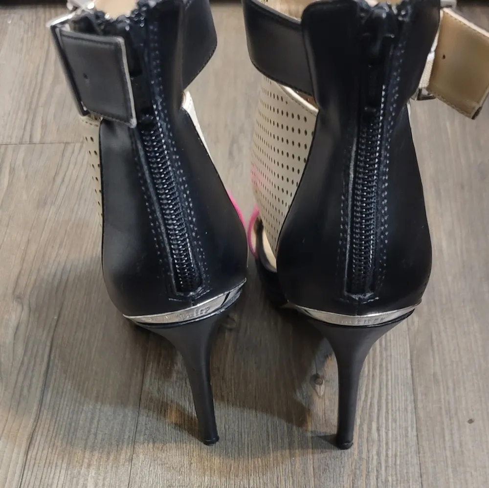 Juicy Couture Katarina Multicolor Y2K Retro  Style Open Toe Stiletto Pumps 6.5 - Image 6