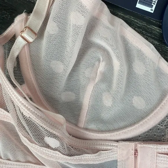 Rachel Roy Pink Unlined Longline Soft Cup Bra & Thong Panty Set 36B L NEW Size undefined - Image 6