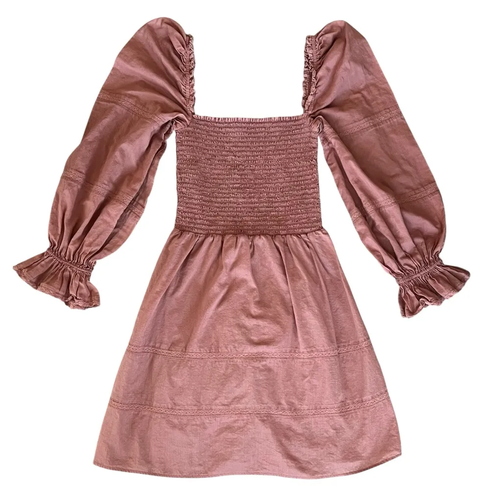 Reformation Women’s Dunes Long Sleeve Square NwxkMini Dress in Praline Pink 4 - Image 2