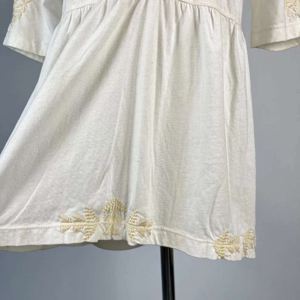 NWOT Johnny Was Embroidered Floral Short Sleeves Tee T-Shirt Size S Cream - Image 4