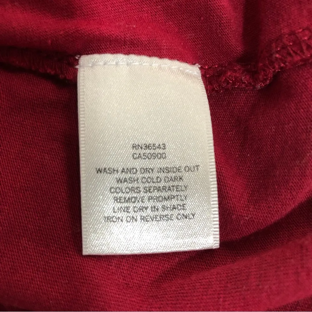 Van Heusen  Top Blouse Burgundy Red Lace Overlay Size Large 3/4 Lace Sleeves - Image 11