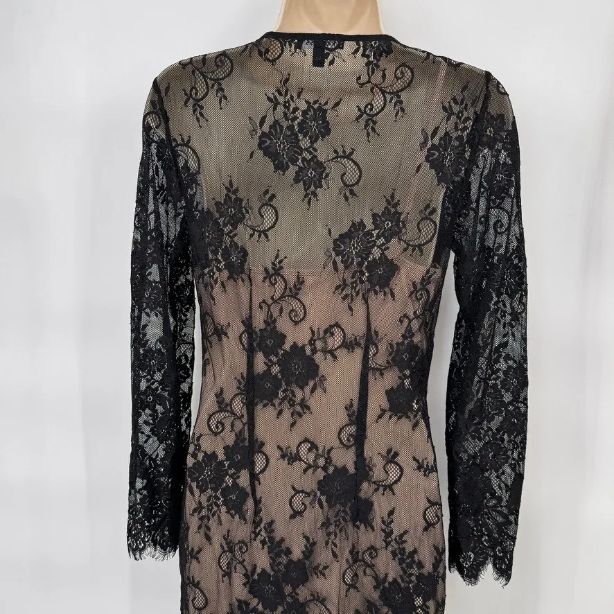 Express Whimsigoth Vamp Steampunk Lace Dress Black Floral‎ Party Cocktail Size 8 - Image 7