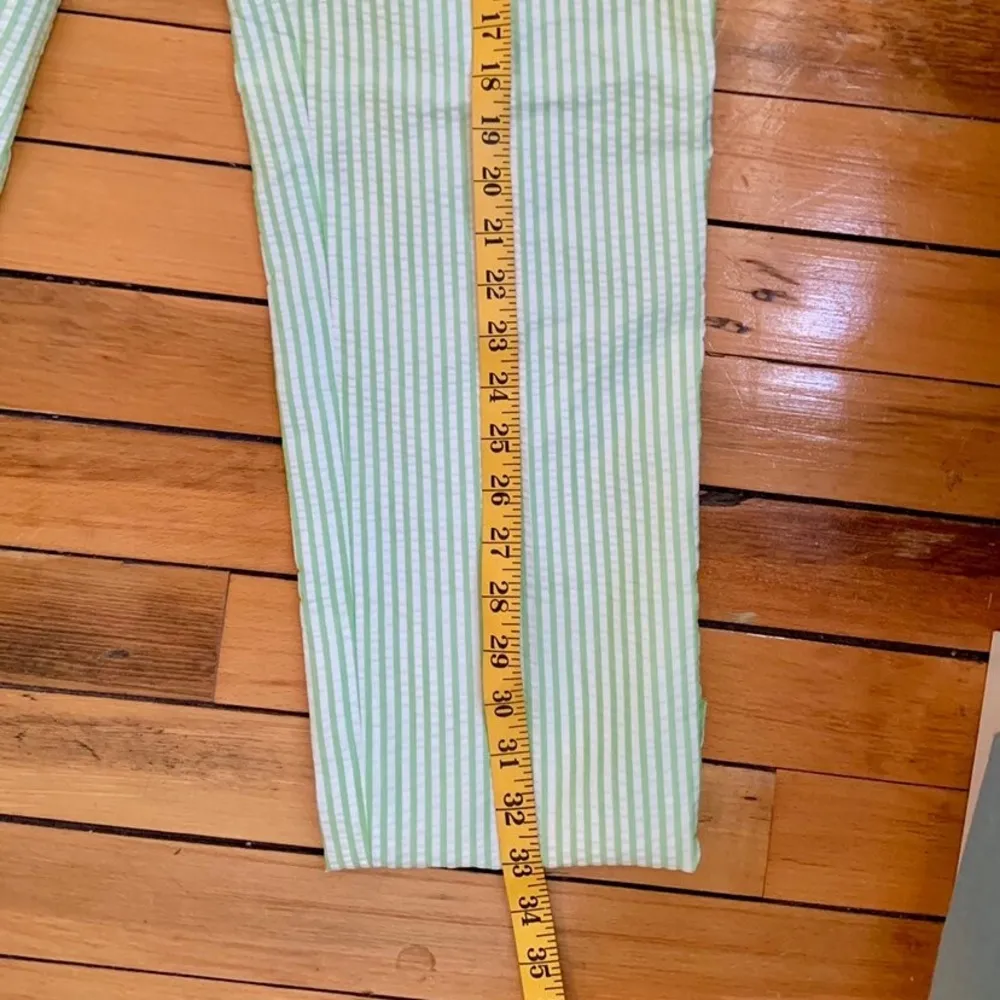 Ralph Lauren Vintage Coastal Grandma Preppy Green and White Pinstripe Pants Sz 2 - Image 6