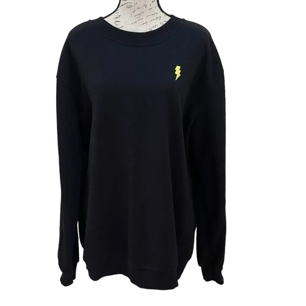 Love Streak super soft cosy black Crewneck fleece sweatshirt Sz XL - Image 2