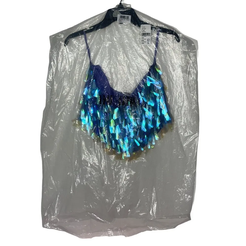 The Attico Sequin Mini Skirt in Opalescent 40 New Womens Embellished Blue Size undefined - Image 5