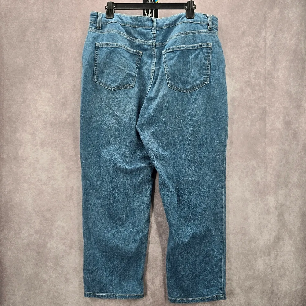 142. No Boundaries Blue Straight Tapered Leg Denim Pants Wide Plus Jeans 17 - Image 2