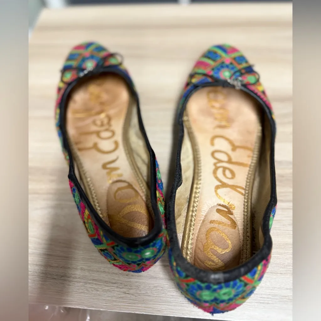 Sam Edelman Felicia Blue Pink Mirror Print Colorful Embroidered Ballet Flat - Image 5