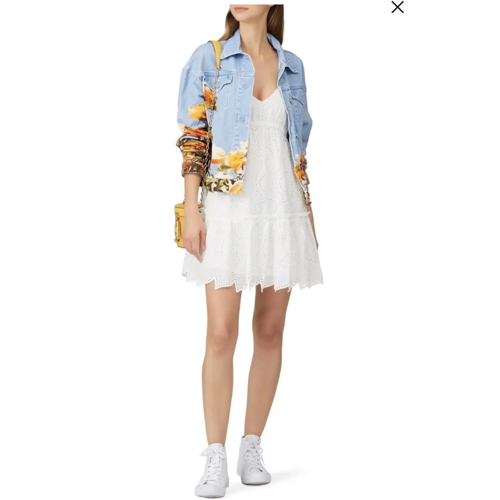 Minkpink White Nirvana Embroidered Leaf Swing Mini Dress - Image 2