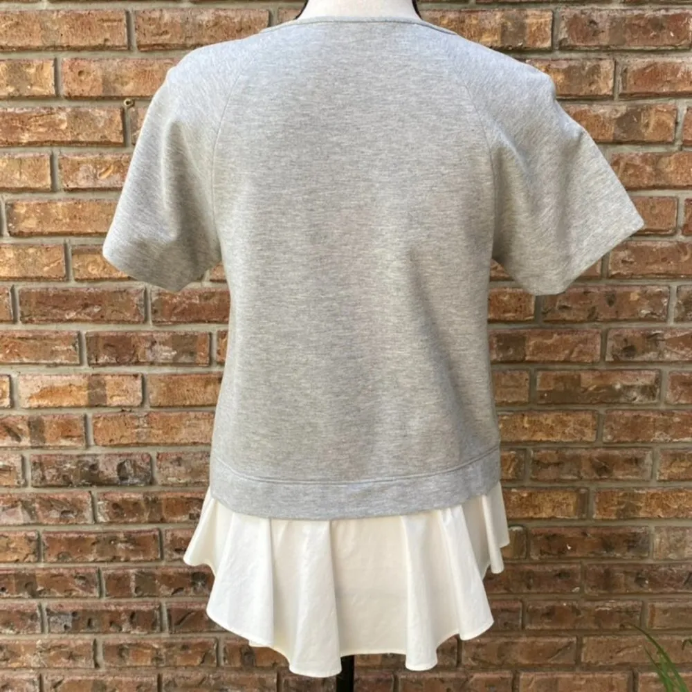 Tibi Italian Pointe Top Sweatshirt Raglan Zip Size XS - Image 2