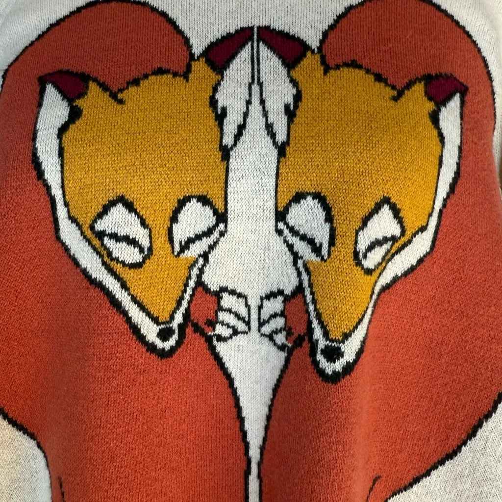 Cooperative Oversized Fox Love Cream Sweater Sz S‎ - Image 4