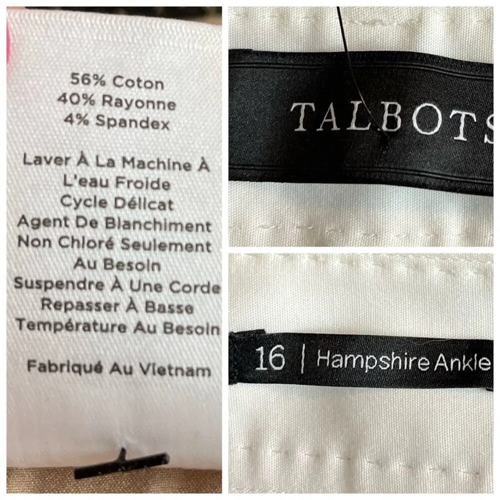 Talbots NEW Hampshire Ankle Pants Straight Leg White Stretch Women's Size 16 - Image 6