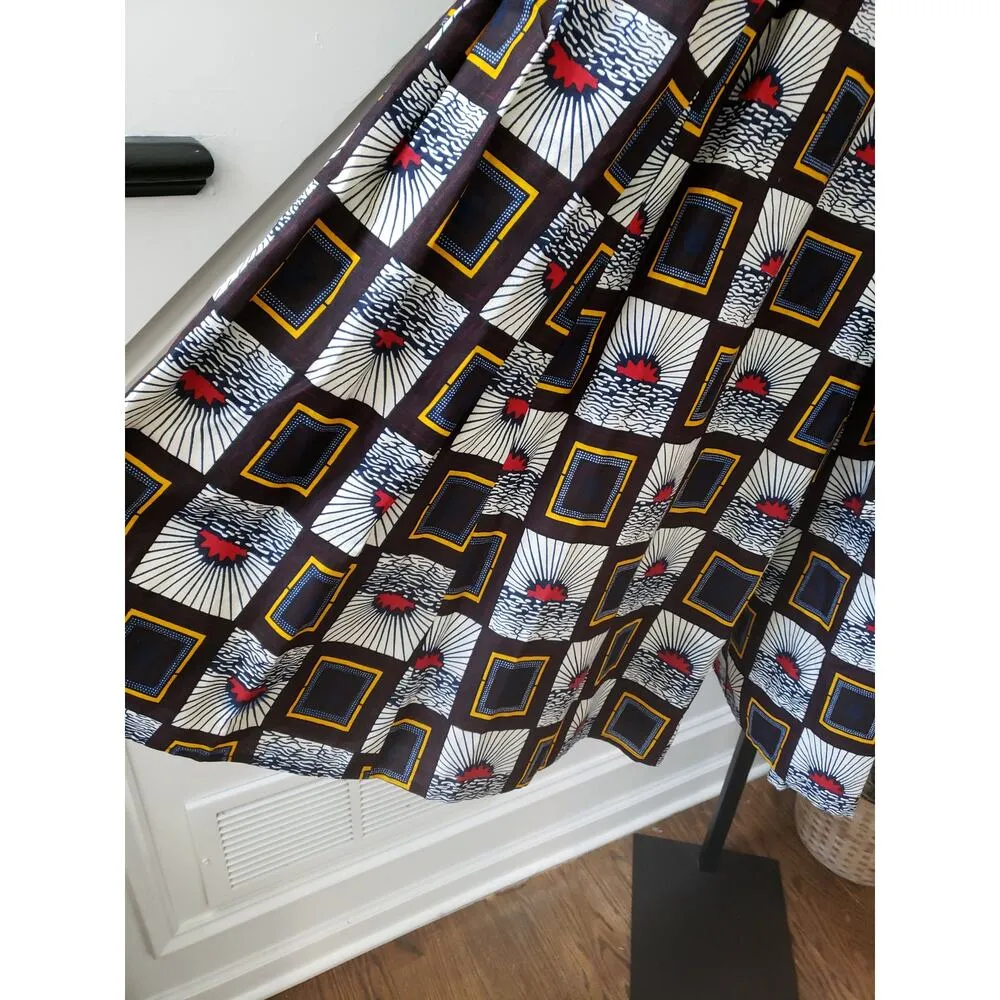 Tribal Palazzo Pants Women's Multicolor Geo Print Wide Leg Elastic Waist Belted Black - Image 11