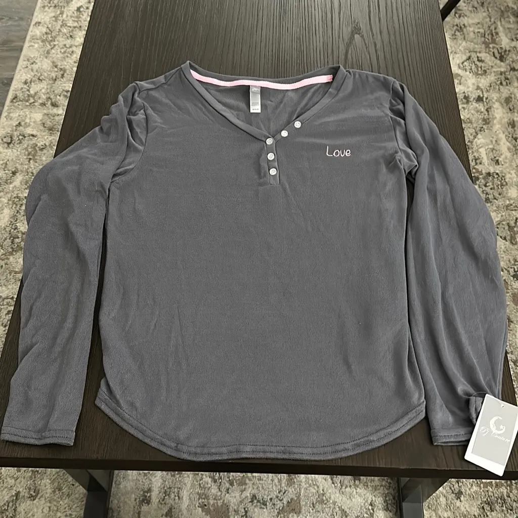 Pj Couture Gray Long Sleeve Pajama Top Size M - Image 2