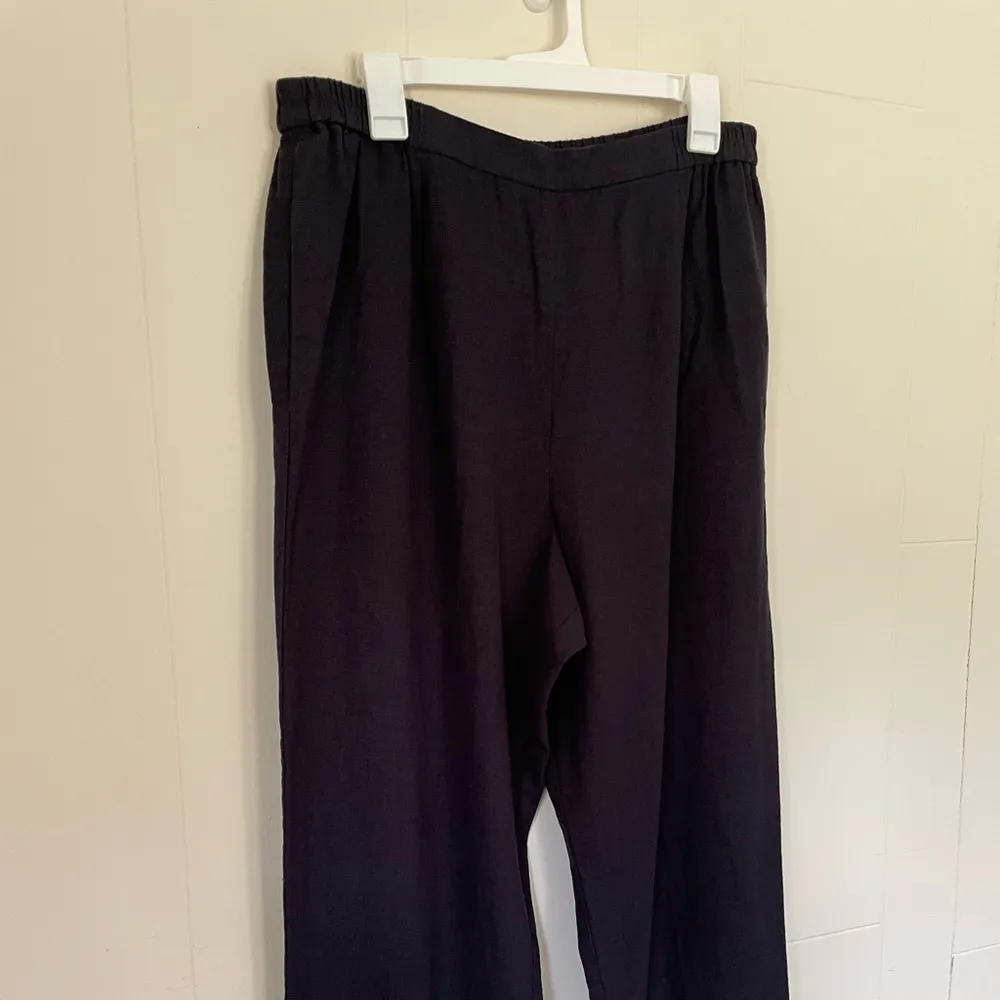 Talbots linen blend wide leg capri crop pants womens size 16 navy blue - Image 3