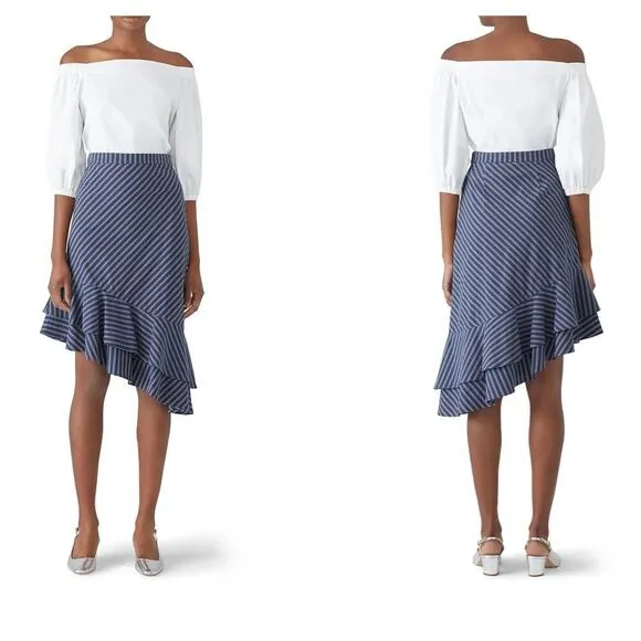 Joie Cotton Striped Yenene Asymmetrical Skirt size 0 - Image 2