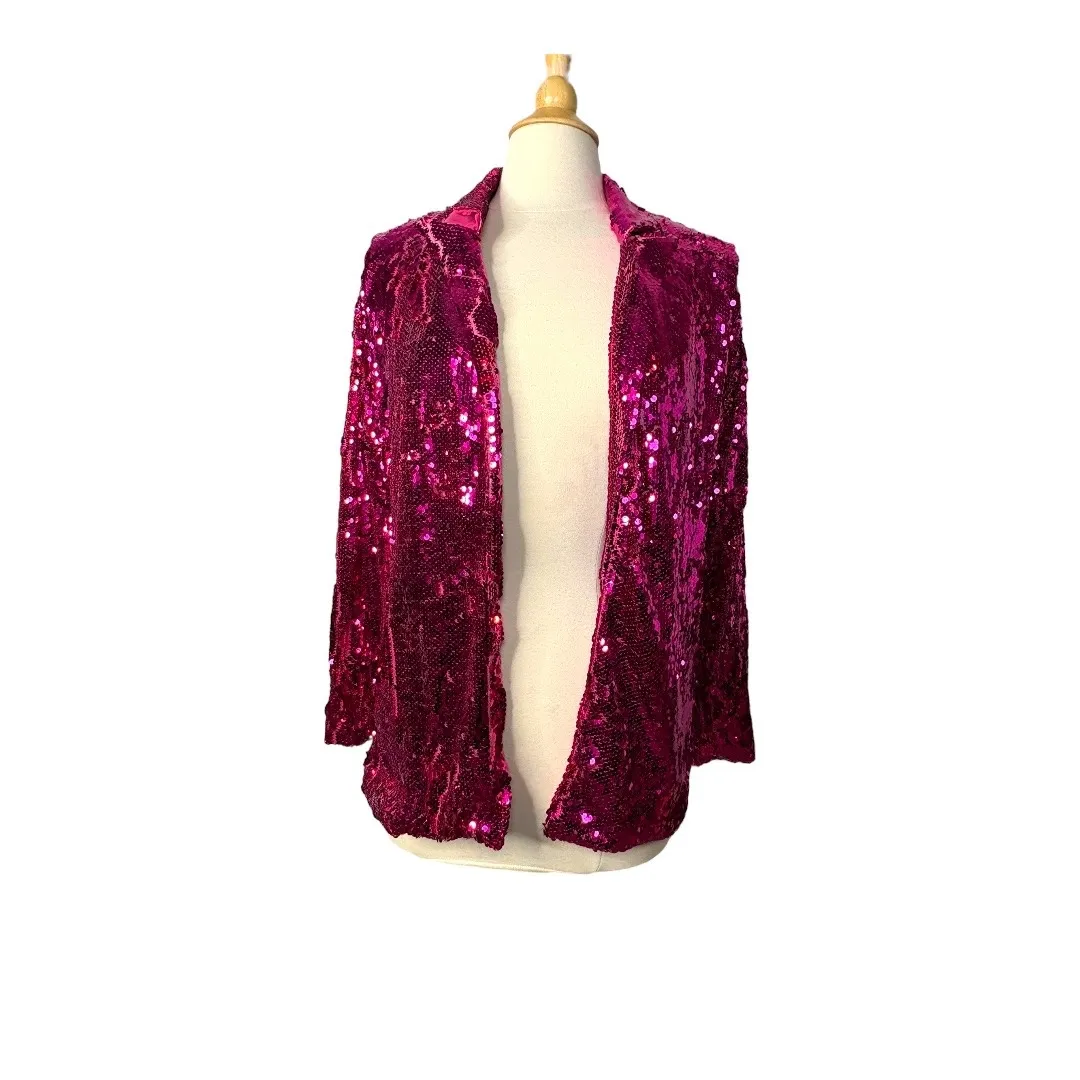 Jess Lea Sequin And The‎ City Blazer Pink Sparkly Jacket Women Size Small NWT - Image 2