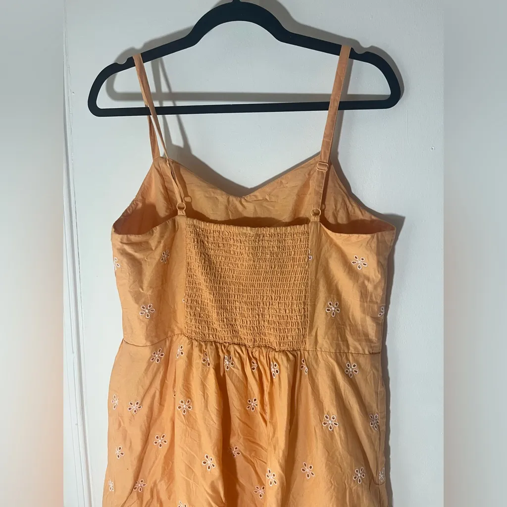 Old Navy Peach Fit & Flare Eyelet Midi Dress - Image 7