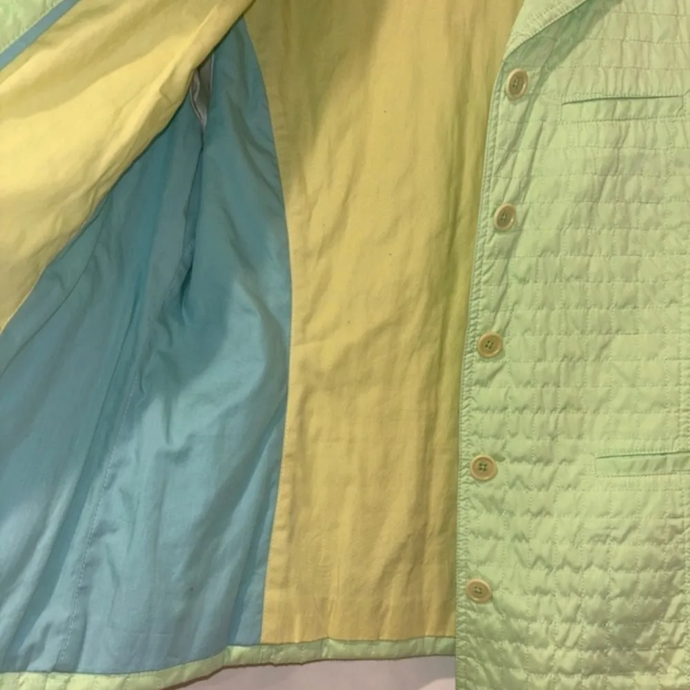 FACONNABLE Quilted Water Resistant
Jacket Button Front Green Sz L Size L - Image 4