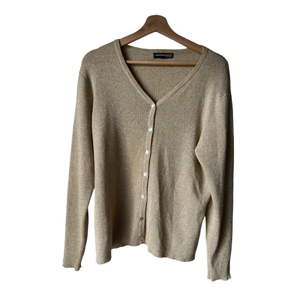 JONATHAN MARTIN sweater vintage style Studio Gold V-Neck Cardigan Top size L. - Image 2