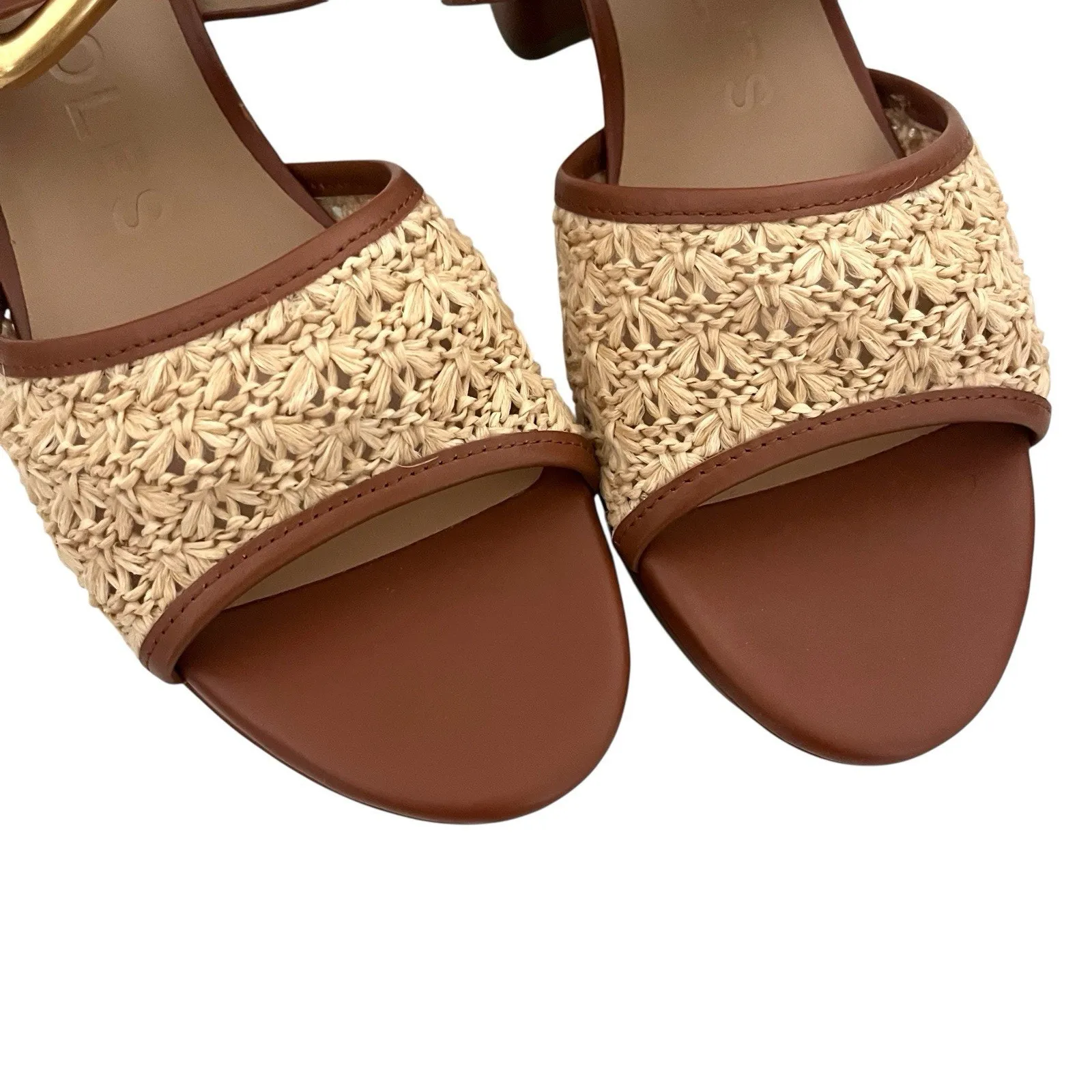 Aerosole Chamber Platform Block Heel Sandal Sz 10 brown Raffia Boho Chic Retro - Image 7