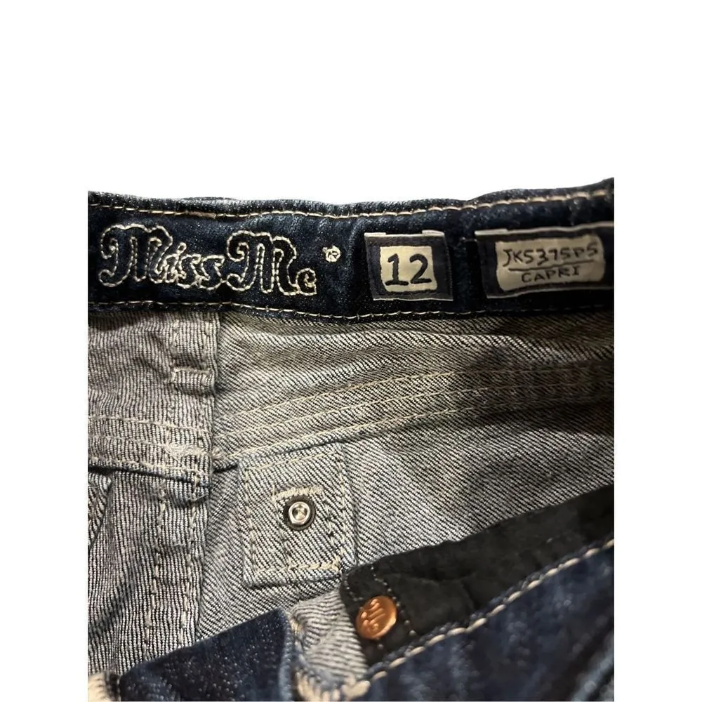 Miss Me  Rhinestones embroidered capri jeans - Image 11