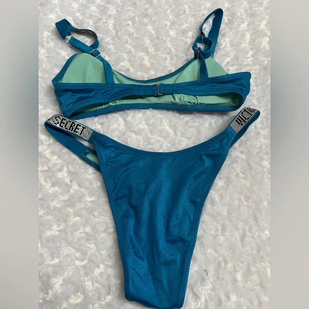 VICTORIA'S SECRET SWIMWEAR RHINESTONE SHINE STRAP SET. Small Top & Medium Bottom - Image 3