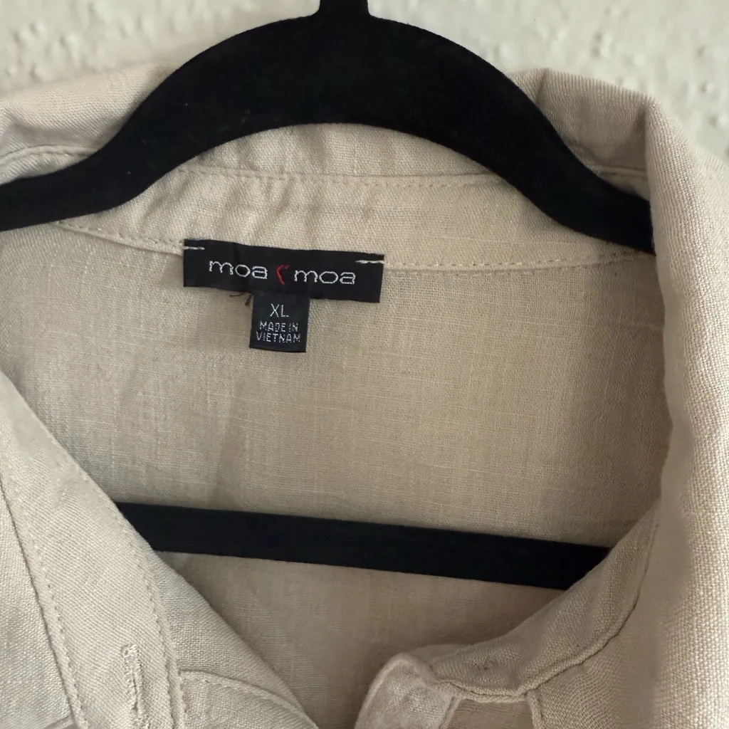 Moa Moa Cream Long Sleeve Button Down Shirt Size XL - Image 5