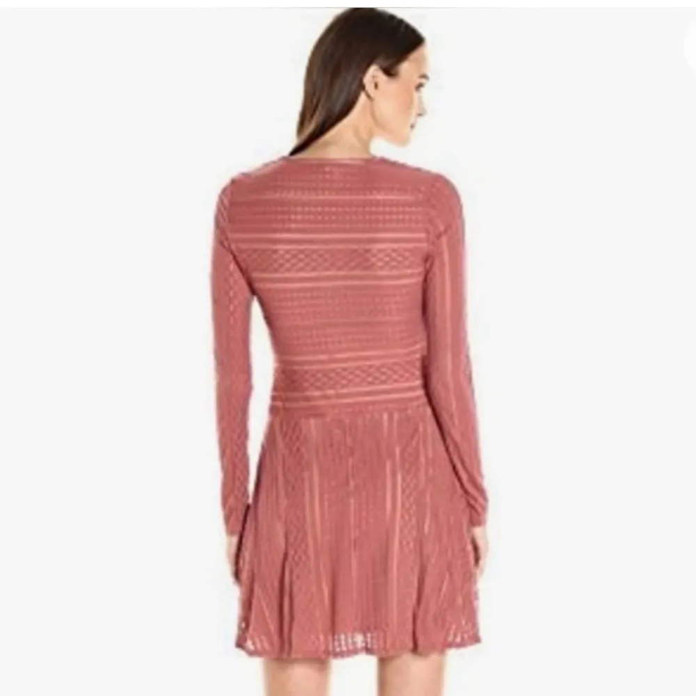 BCBG Kinley Long Sleeve V Neck A-Line Dress Pink Dark Blush Lined Size XS - Image 2