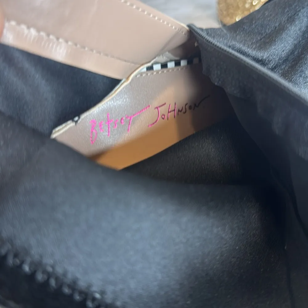 Betsey Johnson Matcha Bootie Black Gold Women's velvet platform Ankle Boots 7.5M Size 7.5 - Image 10