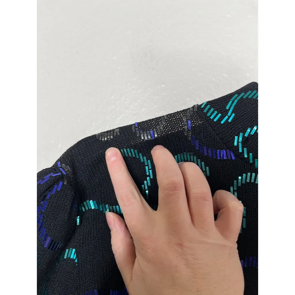 Vintage St. John for Neiman Marcus Black Long Sleeve Sequin Top 12 - Image 4