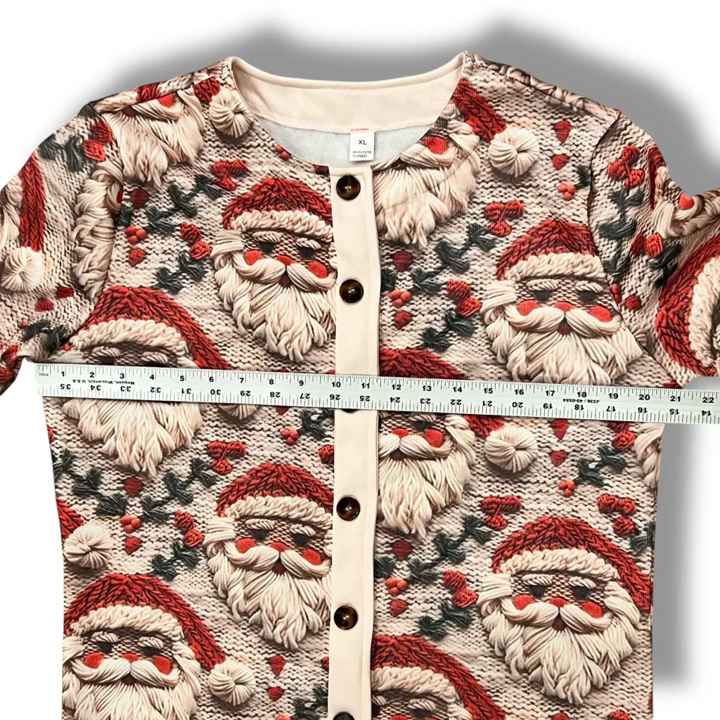 NEW! Womens Pink Santa Cardigan Sweater Button Size X - Image 7