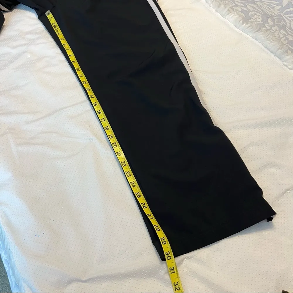 Oleg Cassini Sport Stretch Black Track Pants Women’s Size Large White Stripes - Image 10