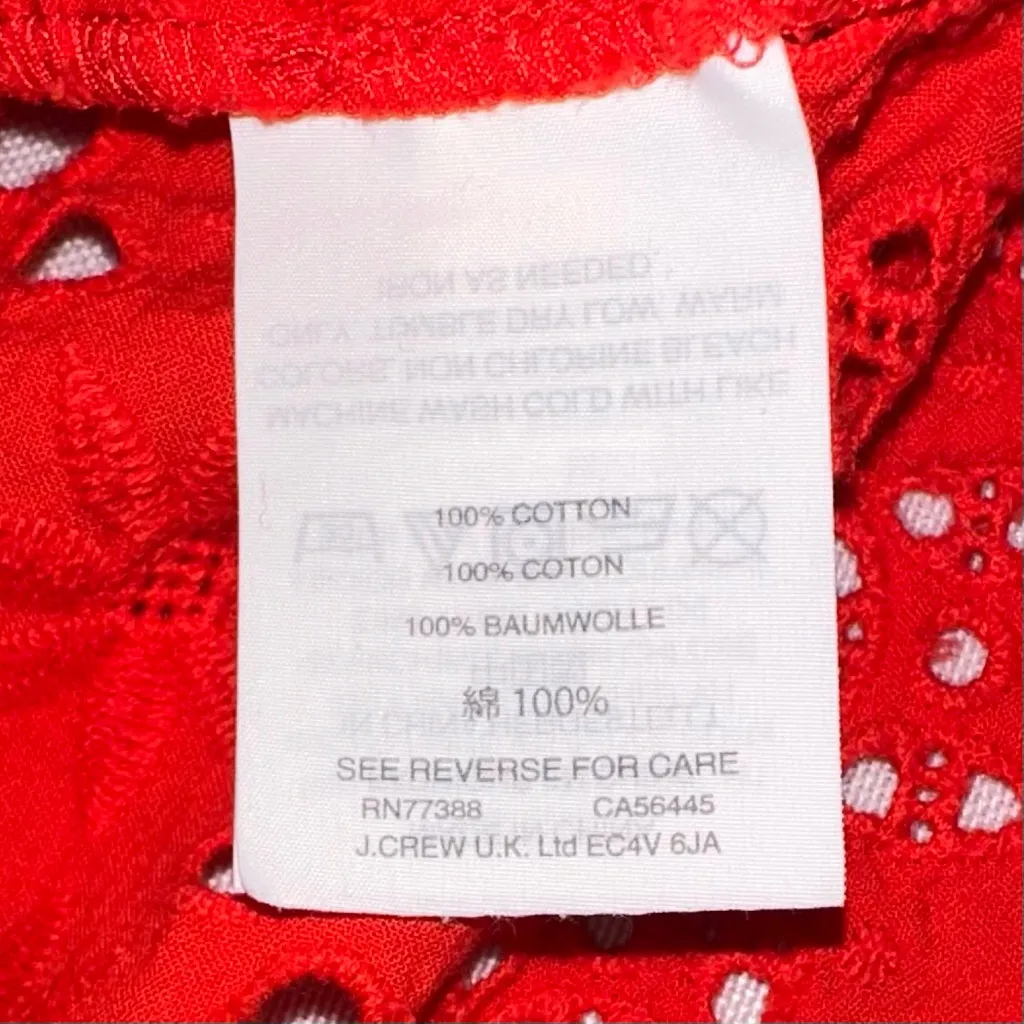 Madewell • Beautiful Bright Poppy Red Eyelet Lattice Scalloped Hem Blouse Size S - Image 9