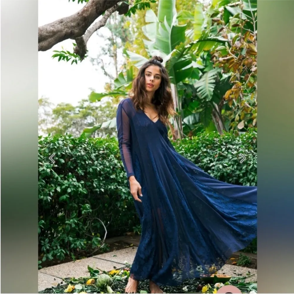 We are HAH Mama C Navy Lace Panel‎ Dress Blue - Image 4