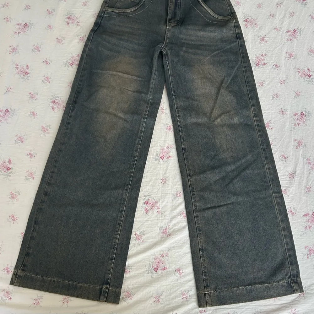 Acubi vintage wash look wide leg high waisted jeans READ DESCRIPTION Brown Size XL - Image 3