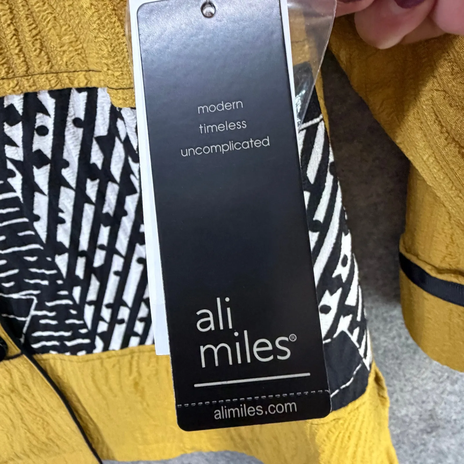 Ali Miles Tunic Blouse Jacket S Petite Mustard Patchwork Texture Lagenlook Artsy Yellow Size undefined - Image 14